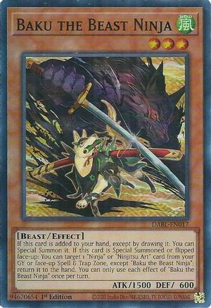Baku the Beast Ninja (DABL-EN017) - Darkwing Blast 1st Edition Darkwing Blast Yugioh Single  Squirtle Squad Card Shop.