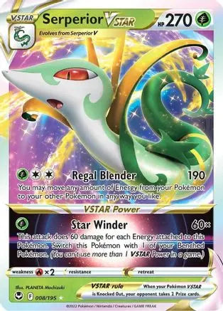 Serperior VSTAR 008  - Holofoil SWSH12 Silver Tempest - Ultra Rare SWSH12: Silver Tempest Pokemon Single  Squirtle Squad Card Shop.