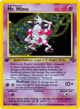 Mr. Mime (6) (6) 006  - 1st Edition Holofoil Jungle - Holo Rare Jungle Pokemon Single  Squirtle Squad Card Shop.