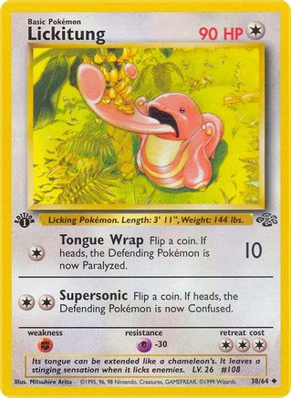 Lickitung 38/64 Jungle 1st Edition Pokemon Card Jungle Pokemon Single  Squirtle Squad Card Shop.