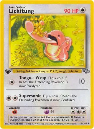 Lickitung 38/64 Jungle 1st Edition Pokemon Card Jungle Pokemon Single  Squirtle Squad Card Shop.