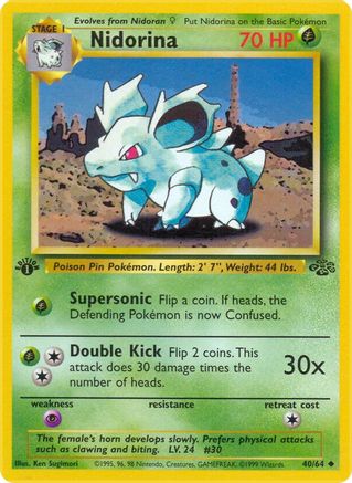 Nidorina 40/64 Jungle 1st Edition Pokemon Card