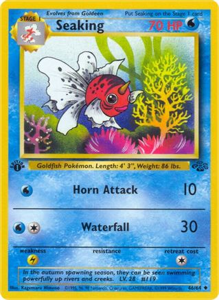 Seaking 46/64 Jungle 1st Edition Pokemon Card