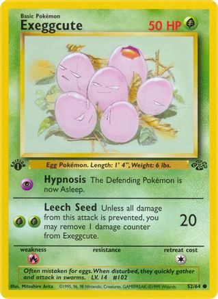 Exeggcute 52/64 Jungle 1st Edition Pokemon Card Jungle Pokemon Single  Squirtle Squad Card Shop.