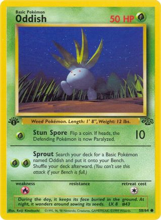 Oddish 58/64 Jungle 1st Edition Pokemon Card Jungle Pokemon Single  Squirtle Squad Card Shop.