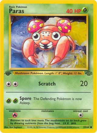 Paras 59/64 Jungle 1st Edition Pokemon Card Jungle Pokemon Single  Squirtle Squad Card Shop.