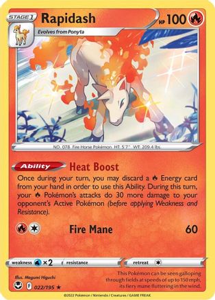 Rapidash 022  - Holofoil SWSH12 Silver Tempest - Holo Rare SWSH12: Silver Tempest Pokemon Single  Squirtle Squad Card Shop.