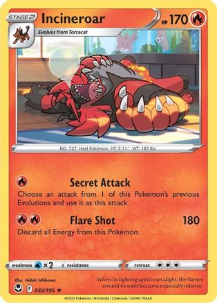 Incineroar 032  SWSH12 Silver Tempest - Rare SWSH12: Silver Tempest Pokemon Single  Squirtle Squad Card Shop.