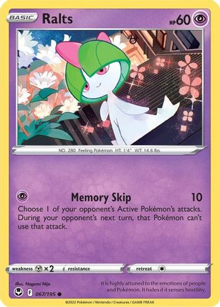 Ralts 067  - Reverse Holofoil SWSH12 Silver Tempest - Common SWSH12: Silver Tempest Pokemon Single  Squirtle Squad Card Shop.