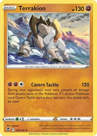 Terrakion 097  - Reverse Holofoil SWSH12 Silver Tempest - Holo Rare