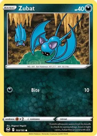 Zubat 103  SWSH12 Silver Tempest - Common