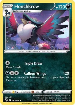 Honchkrow 107  SWSH12 Silver Tempest - Uncommon