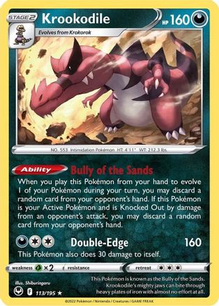 Krookodile 113  - Holofoil SWSH12 Silver Tempest - Holo Rare SWSH12: Silver Tempest Pokemon Single  Squirtle Squad Card Shop.