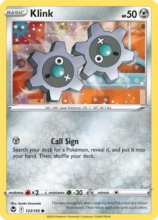 Klink 123  - Reverse Holofoil SWSH12 Silver Tempest - Common SWSH12: Silver Tempest Pokemon Single  Squirtle Squad Card Shop.