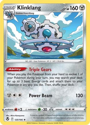 Klinklang 125  - Reverse Holofoil SWSH12 Silver Tempest - Rare SWSH12: Silver Tempest Pokemon Single  Squirtle Squad Card Shop.