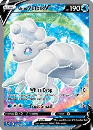 Alolan Vulpix V (Full Art) 173  - Holofoil SWSH12 Silver Tempest - Ultra Rare SWSH12: Silver Tempest Pokemon Single  Squirtle Squad Card Shop.