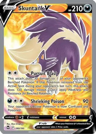 Skuntank V (Full Art) 180  - Holofoil SWSH12 Silver Tempest - Ultra Rare SWSH12: Silver Tempest Pokemon Single  Squirtle Squad Card Shop.