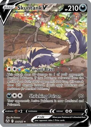 Skuntank V (Alternate Full Art) 181 - Holofoil SWSH12 Silver Tempest - Ultra Rare SWSH12: Silver Tempest Pokemon Single  Squirtle Squad Card Shop.