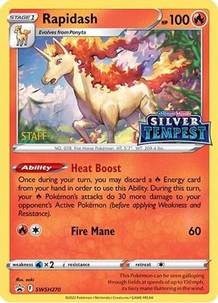 Rapidash - SWSH270 (Prerelease) [STAFF]  - Holofoil SWSH Sword & Shield Promo Cards - Promo SWSH: Sword & Shield Promo Cards Pokemon Single  Squirtle Squad Card Shop.