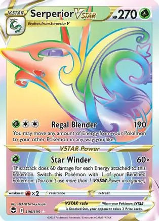 Serperior VSTAR (Secret) 196  - Holofoil SWSH12 Silver Tempest - Secret Rare SWSH12: Silver Tempest Pokemon Single  Squirtle Squad Card Shop.