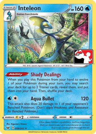 Inteleon (058) (058) 058  Prize Pack Series Cards - Rare Prize Pack Series Cards Pokemon Single  Squirtle Squad Card Shop.
