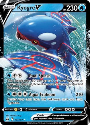 Kyogre V 037  - Holofoil SWSH Crown Zenith - Ultra Rare SWSH: Crown Zenith Pokemon Single  Squirtle Squad Card Shop.
