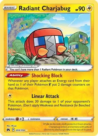 Radiant Charjabug 051  - Holofoil SWSH Crown Zenith - Radiant Rare SWSH: Crown Zenith Pokemon Single  Squirtle Squad Card Shop.