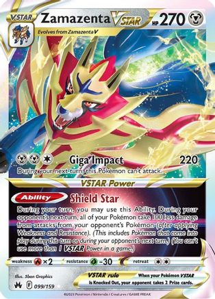 Zamazenta VSTAR 099  - Holofoil SWSH Crown Zenith - Ultra Rare SWSH: Crown Zenith Pokemon Single  Squirtle Squad Card Shop.
