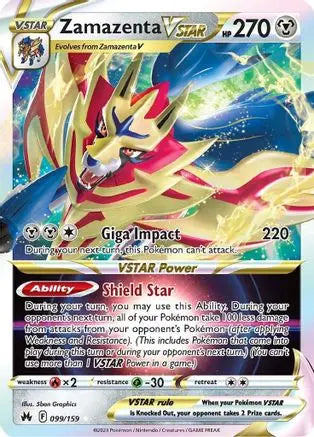 Zamazenta VSTAR 099  - Holofoil SWSH Crown Zenith - Ultra Rare SWSH: Crown Zenith Pokemon Single  Squirtle Squad Card Shop.