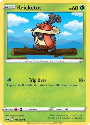Kricketot 010  - Reverse Holofoil SWSH Crown Zenith - Common SWSH: Crown Zenith Pokemon Single  Squirtle Squad Card Shop.