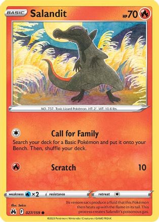 Salandit 027  - Reverse Holofoil SWSH Crown Zenith - Common SWSH: Crown Zenith Pokemon Single  Squirtle Squad Card Shop.