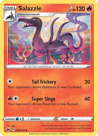 Salazzle 028  SWSH Crown Zenith - Uncommon SWSH: Crown Zenith Pokemon Single  Squirtle Squad Card Shop.