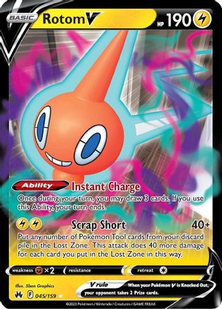 Rotom V 045  - Holofoil SWSH Crown Zenith - Ultra Rare SWSH: Crown Zenith Pokemon Single  Squirtle Squad Card Shop.