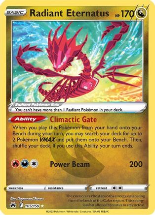 Radiant Eternatus 105  - Holofoil SWSH Crown Zenith - Radiant Rare SWSH: Crown Zenith Pokemon Single  Squirtle Squad Card Shop.