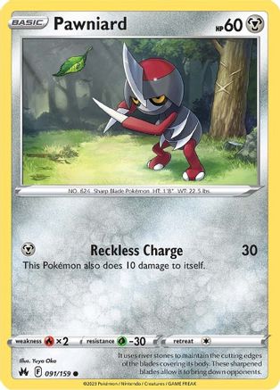 Pawniard (91) (91) 091  - Reverse Holofoil SWSH Crown Zenith - Common SWSH: Crown Zenith Pokemon Single  Squirtle Squad Card Shop.