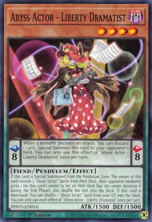 Abyss Actor - Liberty Dramatist (PHHY-EN016) - Photon Hypernova 1st Edition Photon Hypernova Yugioh Single  Squirtle Squad Card Shop.