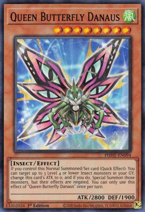 Queen Butterfly Danaus (PHHY-EN094) - Photon Hypernova 1st Edition Photon Hypernova Yugioh Single  Squirtle Squad Card Shop.