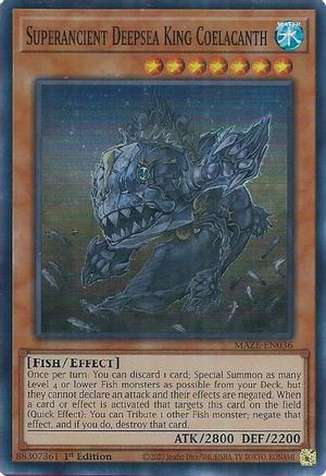 Superancient Deepsea King Coelacanth (MAZE-EN036) - Maze of Memories 1st Edition Maze of Memories Yugioh Single  Squirtle Squad Card Shop.