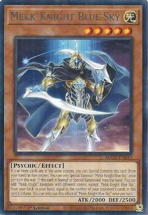 Mekk-Knight Blue Sky (MAZE-EN043) - Maze of Memories 1st Edition Maze of Memories Yugioh Single  Squirtle Squad Card Shop.