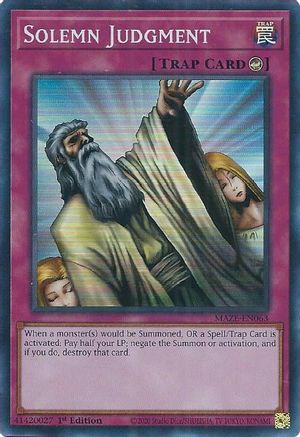 Solemn Judgment (MAZE-EN063) - Maze of Memories 1st Edition Maze of Memories Yugioh Single  Squirtle Squad Card Shop.