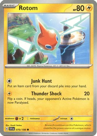 Rotom 070/198  SV01 Scarlet & Violet Base Set - Common SV01: Scarlet & Violet Base Set Pokemon Single  Squirtle Squad Card Shop.