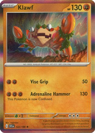 Klawf 122/198  - Holofoil SV01 Scarlet & Violet Base Set - Rare SV01: Scarlet & Violet Base Set Pokemon Single  Squirtle Squad Card Shop.