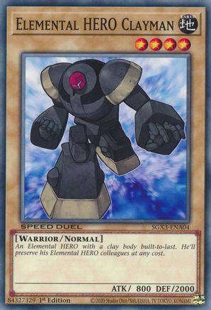 Elemental HERO Clayman (SGX3-ENA04) - Speed Duel GX: Duelists of Shadows 1st Edition Speed Duel GX: Duelists of Shadows Yugioh Single  Squirtle Squad Card Shop.