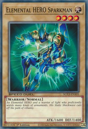 Elemental HERO Sparkman (SGX3-ENA05) - Speed Duel GX: Duelists of Shadows 1st Edition Speed Duel GX: Duelists of Shadows Yugioh Single  Squirtle Squad Card Shop.