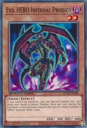 Evil HERO Infernal Prodigy (SGX3-ENA08) - Speed Duel GX: Duelists of Shadows 1st Edition Speed Duel GX: Duelists of Shadows Yugioh Single  Squirtle Squad Card Shop.