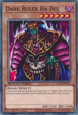 Dark Ruler Ha Des (SGX3-ENA11) - Speed Duel GX: Duelists of Shadows 1st Edition Speed Duel GX: Duelists of Shadows Yugioh Single  Squirtle Squad Card Shop.