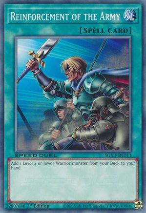 Reinforcement of the Army (SGX3-END11) - Speed Duel GX: Duelists of Shadows 1st Edition Speed Duel GX: Duelists of Shadows Yugioh Single  Squirtle Squad Card Shop.