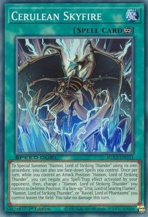 Cerulean Skyfire (SGX3-ENG11) - Speed Duel GX: Duelists of Shadows 1st Edition Speed Duel GX: Duelists of Shadows Yugioh Single  Squirtle Squad Card Shop.