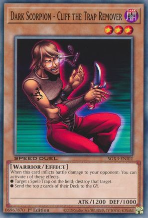 Dark Scorpion - Cliff the Trap Remover (SGX3-ENI02) - Speed Duel GX: Duelists of Shadows 1st Edition Speed Duel GX: Duelists of Shadows Yugioh Single  Squirtle Squad Card Shop.
