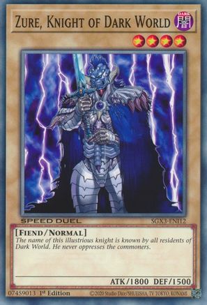 Zure, Knight of Dark World (SGX3-ENI12) - Speed Duel GX: Duelists of Shadows 1st Edition Speed Duel GX: Duelists of Shadows Yugioh Single  Squirtle Squad Card Shop.